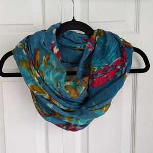 Teal Pink Green Blue Infinity Scarf